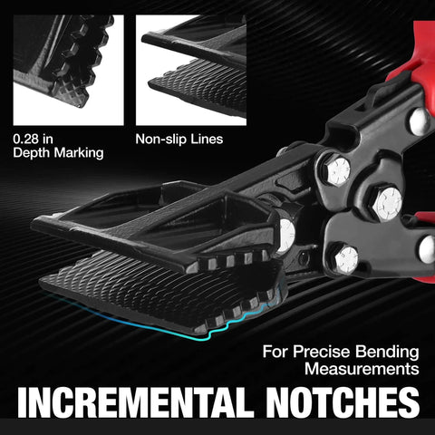 Heavy Duty 3 Inch Sheet Metal Bender And Hand Seamer Tool With Ergonomic Handle And Smooth Jaw, close-up view of jaws