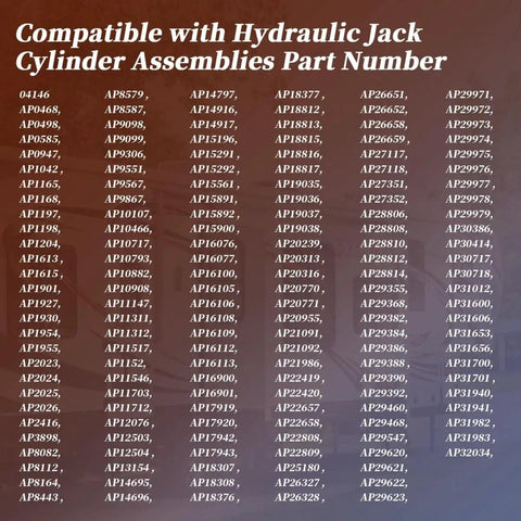 Image showing part numbers compatible with RV hydraulic jacks, related to 2 Pack R3847 Replacement Springs Kit for 6000 lb and 9000 lb jacks.