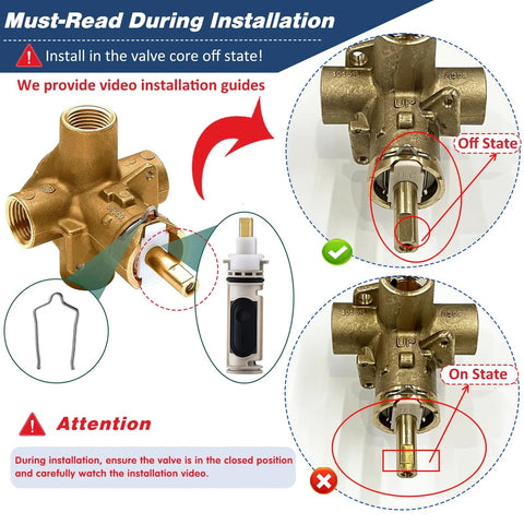PLISPARK Universal 1222 cartridge kit for Moen shower; includes removal tool and handle adapter, brass valve body
