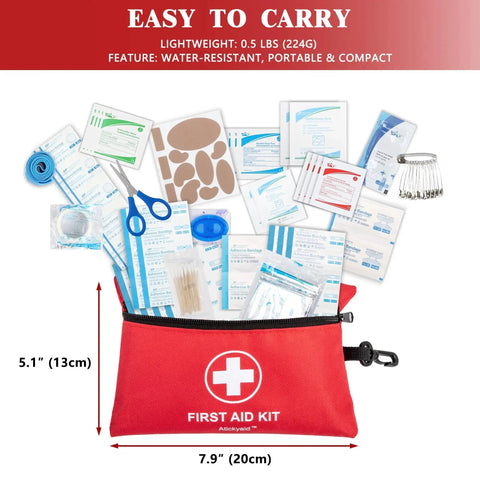 Ultra Portable 140 Piece First Aid Kit Designed For Car Home Office Travel Camping Sports Outdoor And School, red nylon case