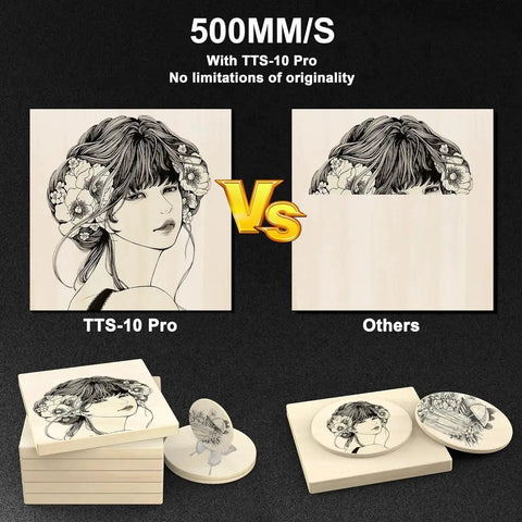 Comparison of engraving detail between Powerful 10000mW Laser Engraver and others on wood surfaces