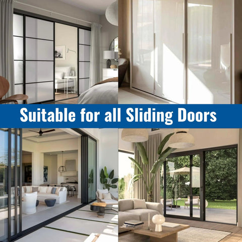 Double Panel Sliding Door Track Kit 96 Inch Vinyl Bottom Rail For Patio Doors Heavy Duty Replacement Track Compatible With Most Brands Smooth Operation. Suitable for various sliding doors.