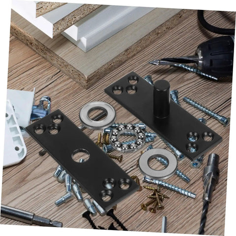 360 Degree Hidden Door Hinge Rotating Stainless Steel Pivot Hinge For Concealed Doors on wooden surface with tools
