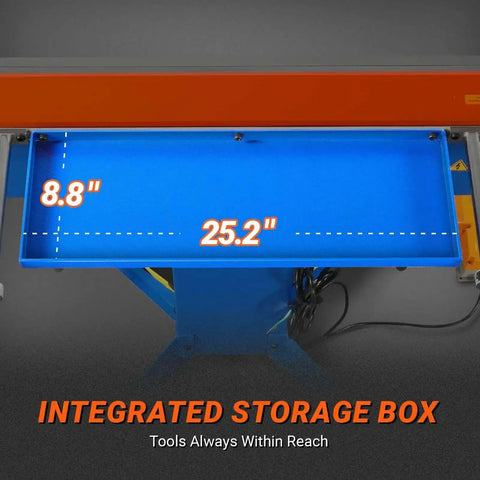 Integrated storage box of Industrial Magnetic Pan And Box Sheet Metal Brake For 20 Gauge Capacity Heavy Duty Pro Grade Press Brake