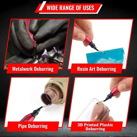 Power Red Deburring Tool With 16 High Speed Steel Swivel Blades used for metal, resin, pipe, and 3D printed plastic edges