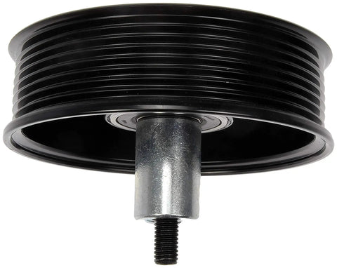 Front view of Direct Replacement Accessory Drive Belt Idler Pulley For Dodge And Ram Vehicles That Stops Squealing Groaning And Restores OEM Fit And Performance, Replaces Worn Pulley With A Quiet Smoother Drive, Dorman