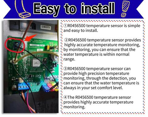 Upgraded R0456500 Temperature Sensor Replacement For Zodiac Jandy Legacy Pool And Spa Heaters installation example
