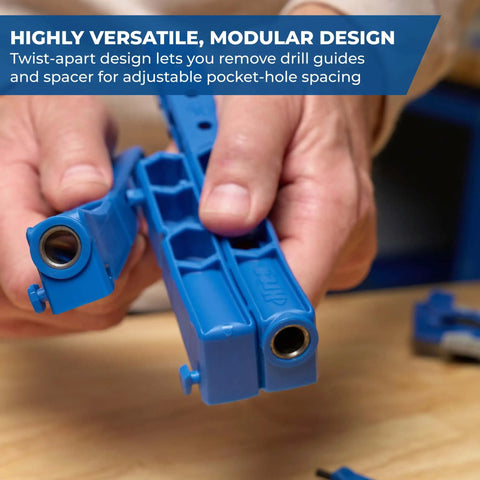 Close-up view of Pocket Hole Jig 320 With Classic Two Inch Face Clamp For Tight Spaces showing adjustable drill guides.
