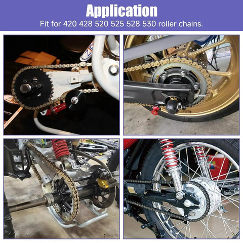 Universal Motorcycle Chain Breaker Tool for 420 428 520 525 530 Chains built for dirt bikes, ATVs, go-karts, and mini bikes.