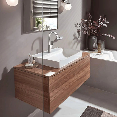 Vivenis Modern 1-Handle 1-Hole 12-Inch Tall Bathroom Sink Faucet In Chrome By Hansgrohe With Air-Infused Water for elegant bathrooms