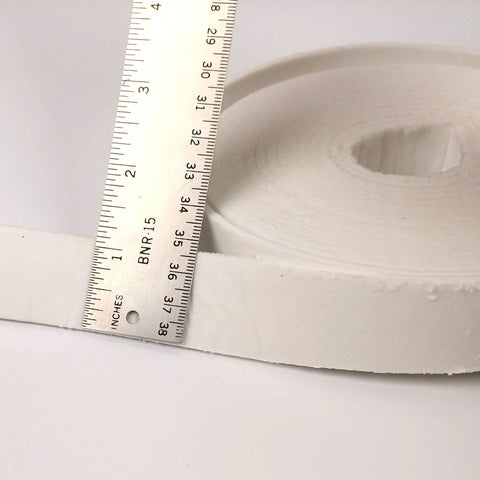 White strip ceramic fiber gasket paper, 1 in x 1/8 in x 200 in, 2100F rated