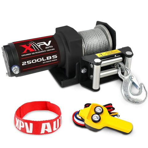 2500Lb 12V Electric Winch With Waterproof Steel Cable, Wired Remote Control And Mounting Plate For ATV UTV Towing And Off Road Recovery