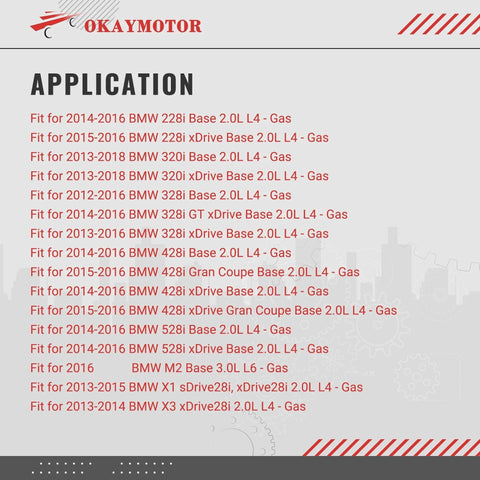 Application list for Turbo Charger Wastegate Actuator For BMW 2 Liter Turbo Engines Fits 2012 To 2018 228i 320i 328i 428i 528i