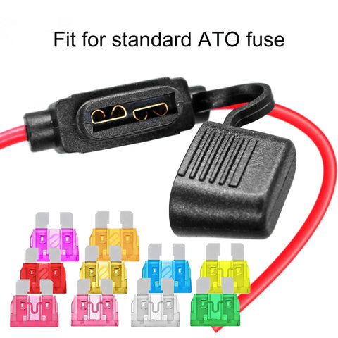 Waterproof Inline Fuse Holder Kit 6 Pack For Standard ATO ATC Medium Blade Fuses, 14 AWG Wire 10 Inch Leads, IP66