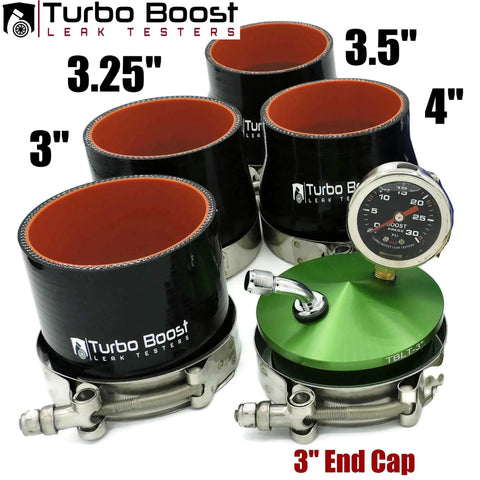 Turbo Boost Leak Tester Shop Kit for Universal Intake Charge Pipe Pressure Test 30 PSI Boost Gauge Fits 3 to 4 Inch Turbos Billet 6061 CNC Aluminum End Cap