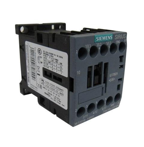 Side view of 3 Pole 9 Amp 120 Volt AC Contactor With One Normally Open Auxiliary Contact Built Tough Industrial Power Relay