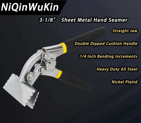 3 Inch Straight Jaw Metal Bender Hand Seamer with ergonomic handle for sheet metal bending and flattening in crafting and DIY projects.
