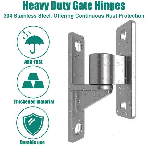 Heavy Duty Gate Hinges 304 Stainless Steel One Piece Five Eighth Inch Pin Two Pack Wall Mounted For Farm Gates And Wooden Fences Weather Resistant And Load Bearing Up To Six Hundred Pounds Built For Durable Outdoor Use