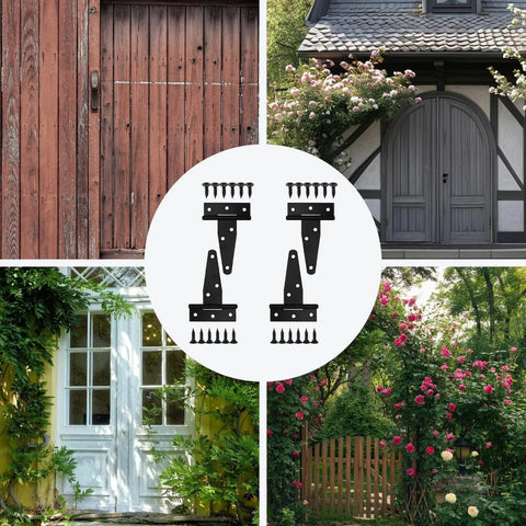 4 Pack 3 Inch T Strap Hinges Heavy Duty Outdoor Black Tee Hinge For Wooden Fences Barn Doors Gates Shed Doors Hardware