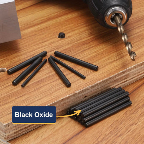Set Of 10 Dowel Pins 6mm x 12mm 304 Stainless Steel Black Oxidized Durable Cylindrical Shelf Support Pegs Chamfered Ends