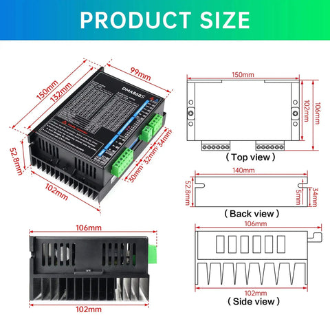 Product dimensions for Four Pack DMA860S 2-Phase Stepper Motor Driver for CNC Router and Engraving Machine
