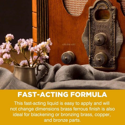Fast Acting Brass Patina Solution Darkens Brass Copper and Bronze Pieces To A Rich Black Patina Easy To Use 3.5 Oz Antique Finish
