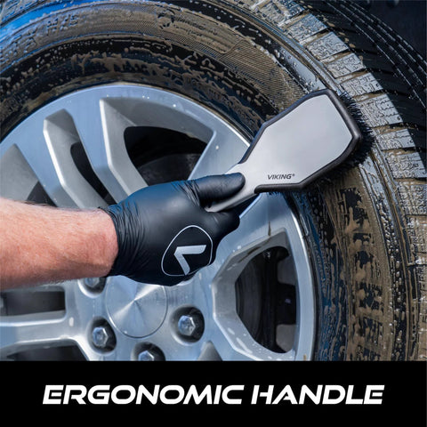 Ergonomic Tire And Wheel Cleaning Brush For Cars, 10.3 Inch Long With Short Stiff Bristles Cleaning Car Tire