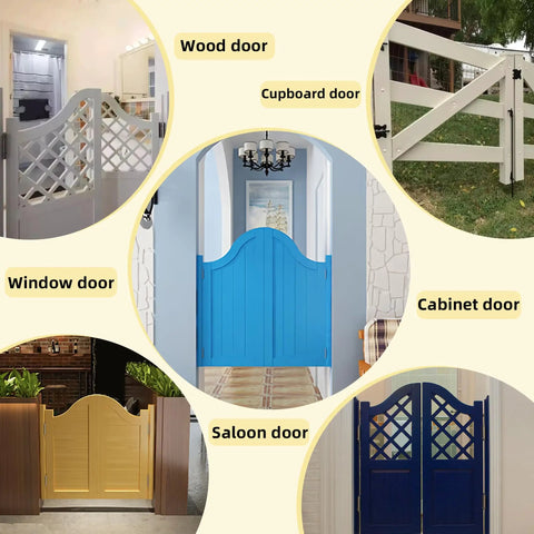 Heavy Duty Black 4 Pack Door Pivot Hinges 270 Degree Rotation Up To 176 Lbs 201 Stainless Steel For Wood Doors Cupboard Swing Cafe Saloon Fence Gate Hinges in various door installations.