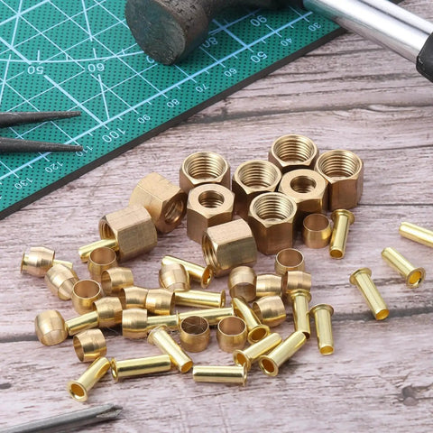 Brass One Quarter Inch Compression Fittings Assortment Kit With Sleeves Ferrules And Nuts for air, water, fuel, oil, and inert gases