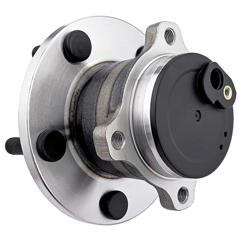 Rear Wheel Bearing And Hub Assembly Replacement Suspension Kit For Mazda 3 2004-2013 Mazda 3 Sport 2009-2013 Mazda 5 2006-2010 2012-2017 Direct Fit Bolt On For A Smooth Ride And Reliable Performance, showing front view of hub with 4-bolt flange and ABS encoder