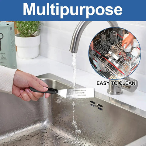 Two Piece Mini Spatula Set In Stainless Steel, Handy Metal Spatulas For Cooking And Serving, easy to clean under faucet