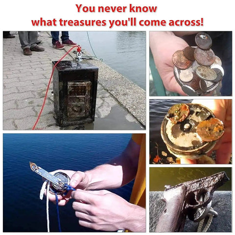 2625 Lb N52 Double Sided Fishing Magnet Kit with Rope recovering treasure from water