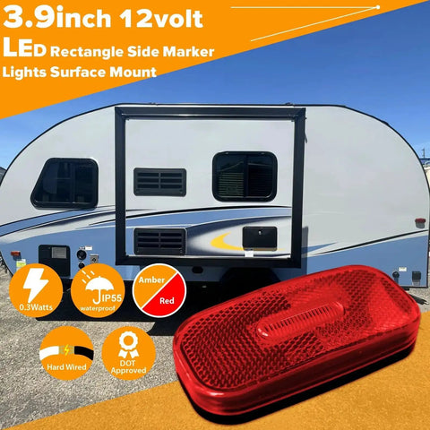 Red 3.9 Inch LED Side Marker Light For Automotive Front And Rear Clearance Indicator For RV Camper Trailer 12V DC Low Power