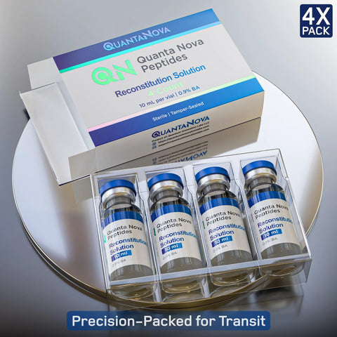 Quanta Nova Peptides Reconstitution Solution, 4-pack, 10 mL per vial, blue-capped sterile glass vials