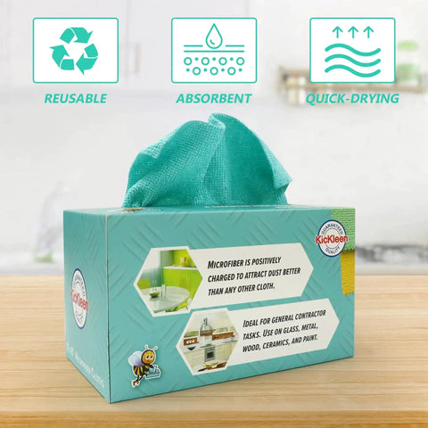 Ultra Soft Microfiber Cleaning Cloths 8 By 8 Inches 40 Pack Lint Free Rags In A Sturdy Box for home kitchen and car use