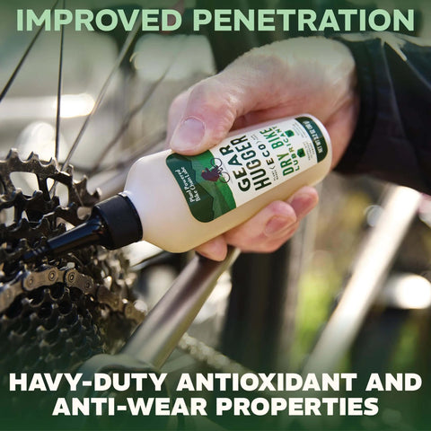Hand applying Plant Powered Bike Chain Lubricant 3.2 Oz Pack Of 1, Eco Friendly No Teflon No Petroleum No PTFE, Dirt Repelling All Weather