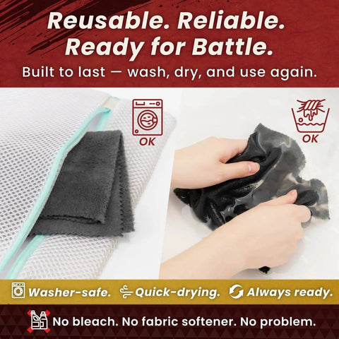 Japanese Microfiber Samurai Cloth For Phones Laptops Screens And Lenses 2 Pack being washed and dried.