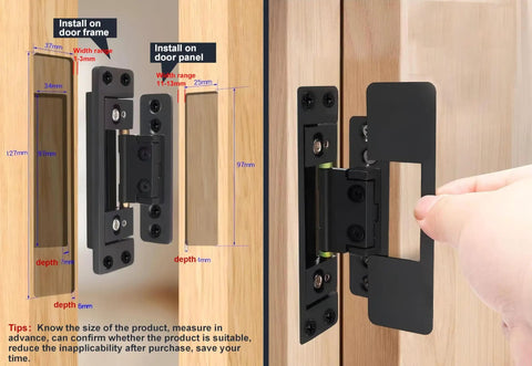 Hidden Door Hinges Ultra Thin Concealed Design With 110 Lb Load Capacity And Silent Adjustable Operation in use on door