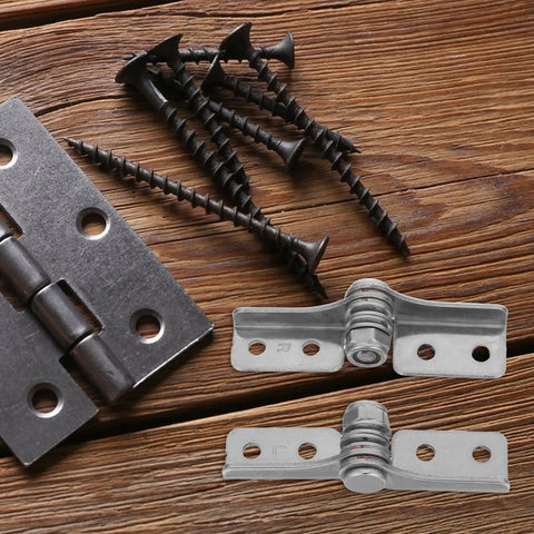 Stainless Steel Torque Hinge Set With Damping For Doors Cabinets And Windows 0.8 Nm Positioning Hinge and screws on wood surface