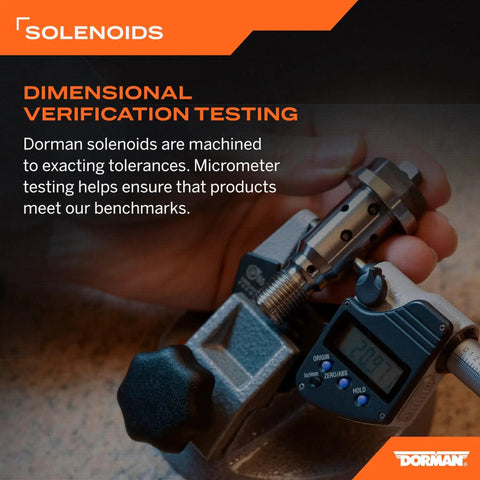 Engine Variable Valve Timing Solenoid Replacement For Select Models Durable Plug And Play VVT Solenoid That Matches Stock Performance Easy Install Built With High Quality Materials For Long Life And Reliable Engine Timing displayed in dimensional testing setup.