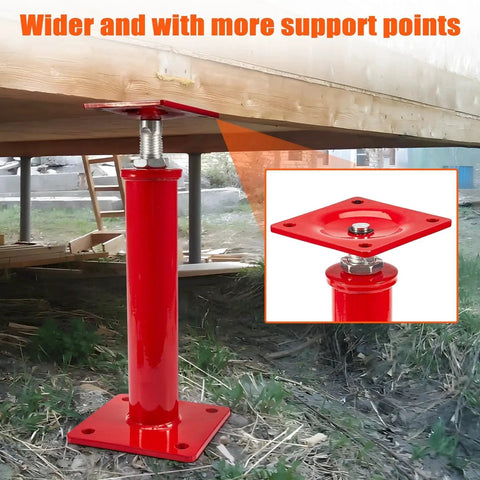 Heavy Duty Floor Jacks 4 Pack For Crawlspace Leveling 11 To 16 Inch Swivel Top installed under wooden beam