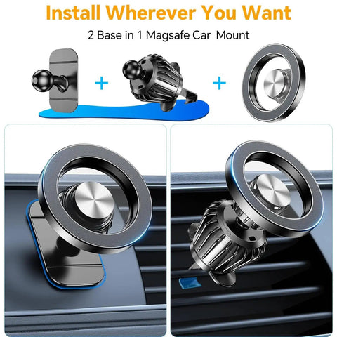MagSafe Car Mount With 20 Strong Magnets For iPhone 14 15 16 17 Dashboard Holder installation view