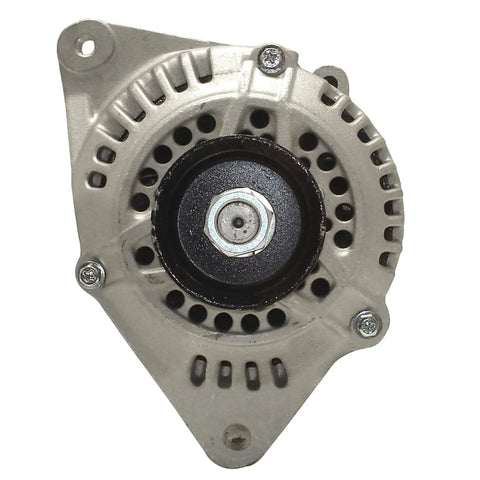 Remanufactured Alternator With High Temp Bearings And Sealed Seals For Low Noise, front view showing mounting points and bolts