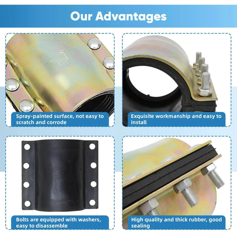Emergency 4 Inch Water Pipe Repair Clamp Kit For Leaks And Quick Fixes, Heavy Duty Leak Sealer Tool for PE PVC Steel Iron Pipes