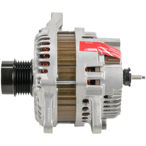 Side view of Bosch Premium 100 Percent New 115 Amp Alternator For Select Chrysler 200 Sebring Dodge Avenger Caliber Jeep Compass
