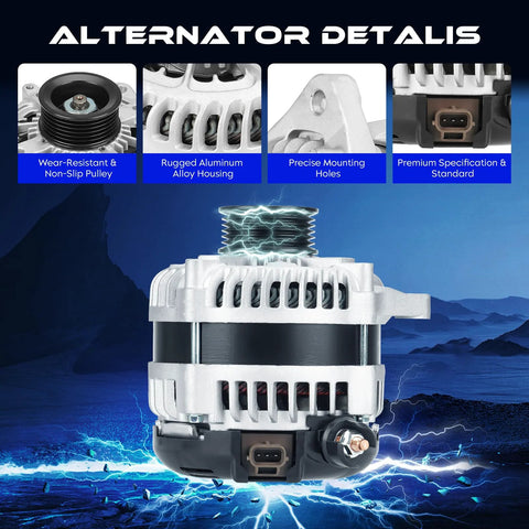 High Output 200 Amp 12V Alternator Replacement For F-150 2012-2017 3.5L And 2012-2014 3.7L Without AC Power Outlet CW