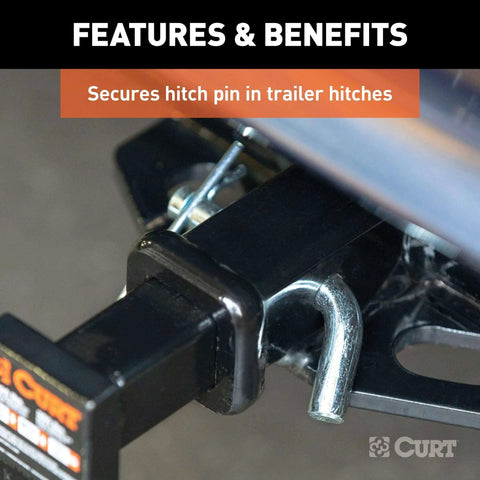 Trailer Hitch Clips For One Half Inch Or Five Eighths Inch Pins Three Pack Clear Zinc Finish Durable Steel Construction Secures Hitch Pins To Trailers Fits Pins With Hole Or Grooved Attachments Easy To Use installed on trailer hitch receiver