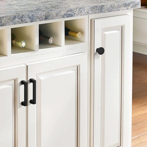 Solid Matte Black 12 Inch Cabinet Handles Set Of 2 For Kitchen Cabinets Drawers And Vanity Doors Heavy Duty Zinc Alloy Hardware With Modern Look And Easy Install shown on white cabinetry.