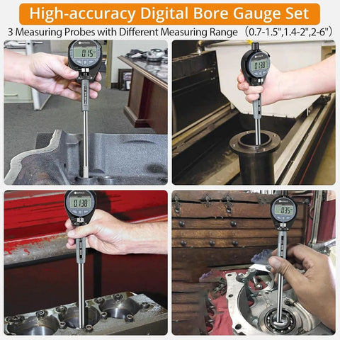 Ultra Precise Digital Dial Bore Gauge For Engine Cylinder Measurements 0.7 To 6 In Range 6 In Depth 0.0005 In Accuracy Includes 23 Anvils For Any Bore Size Easy To Use For Pros And DIY Machinists By Neoteck in use