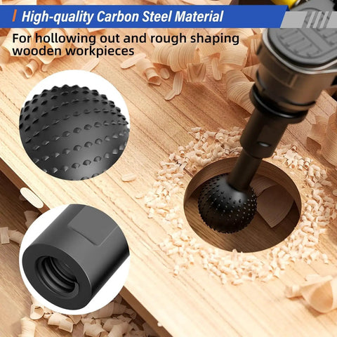 Three Size Sphere Rotary Burr Set for Wood Carving and Engraving With 5/8-11 Thread Includes 25mm 30mm 40mm Ball Burrs in Carbide Steel